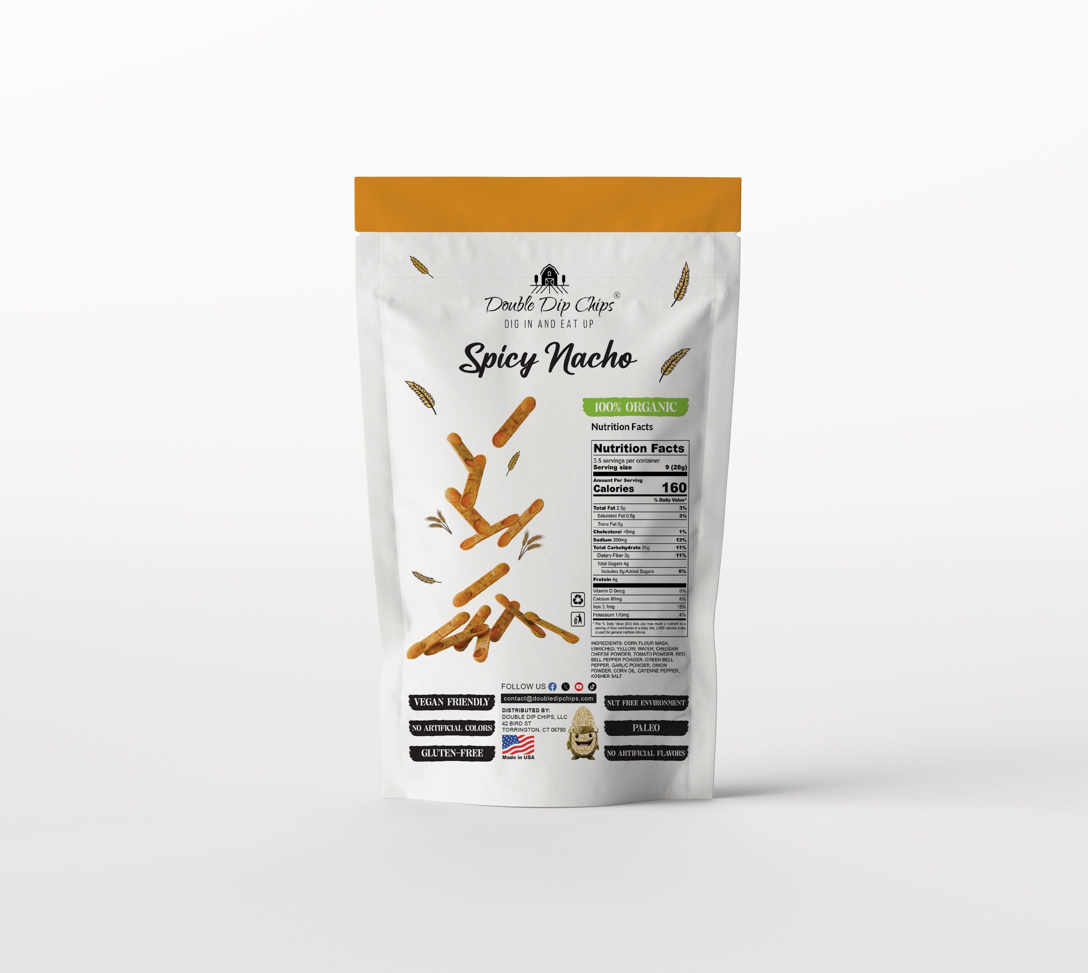 Spicy Nacho Corn Chips 1.5oz - Bold, Vegan, Gluten-Free, Non-GMO Snack with Rich Flavor