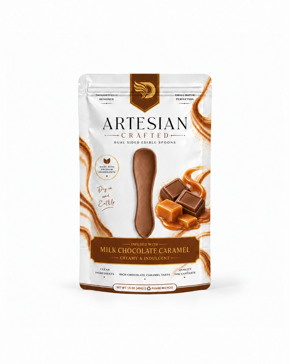 Milk Chocolate Caramel Flavored Edible Spoons | Pre-Order | Double Dip Chips, LLC