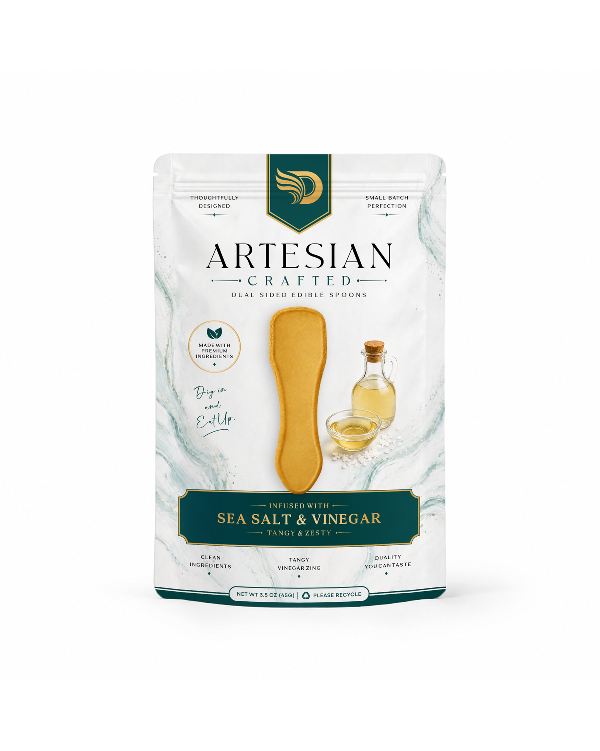 Sea Salt & Vinegar Flavored Edible Spoons | Pre-Order | Double Dip Chips, LLC