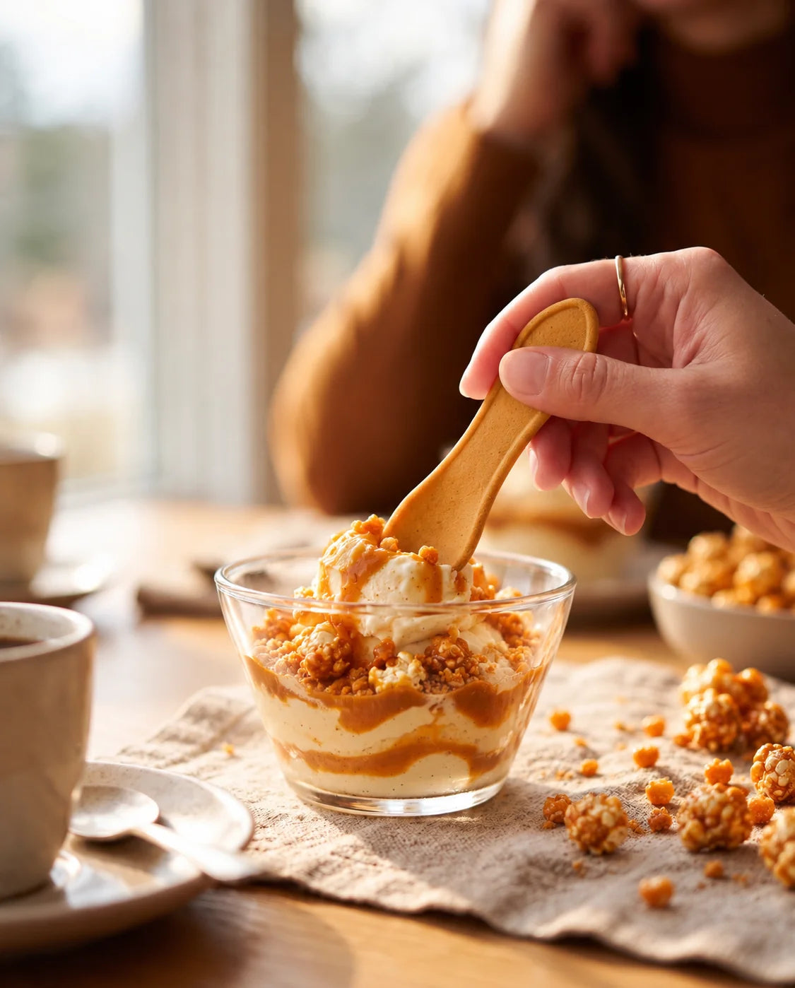 Caramel Corn flavored edible spoon snack by Double Dip Chips, LLC, product photo 2