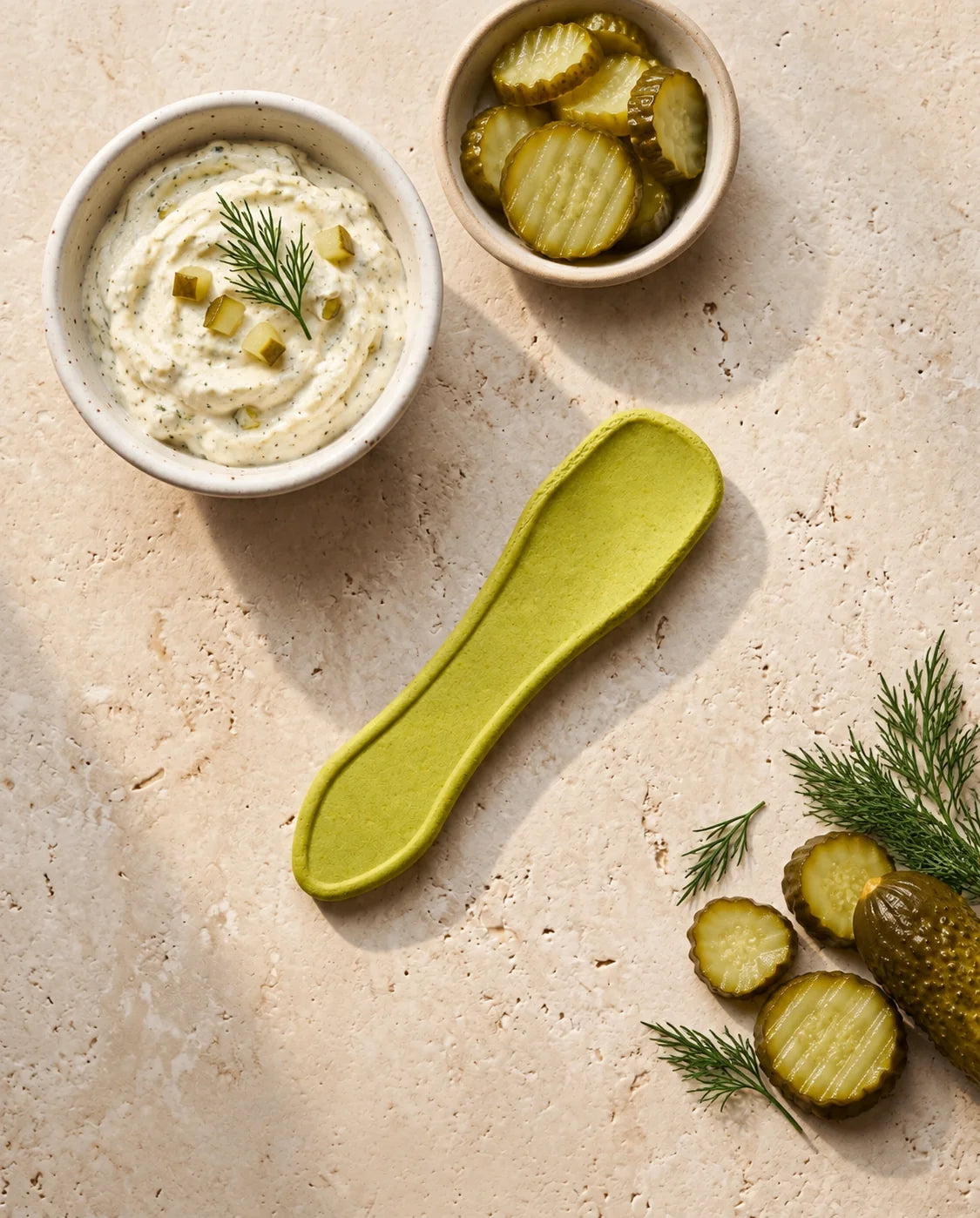 Dill Pickle flavored edible spoon snack by Double Dip Chips, LLC, product photo 1