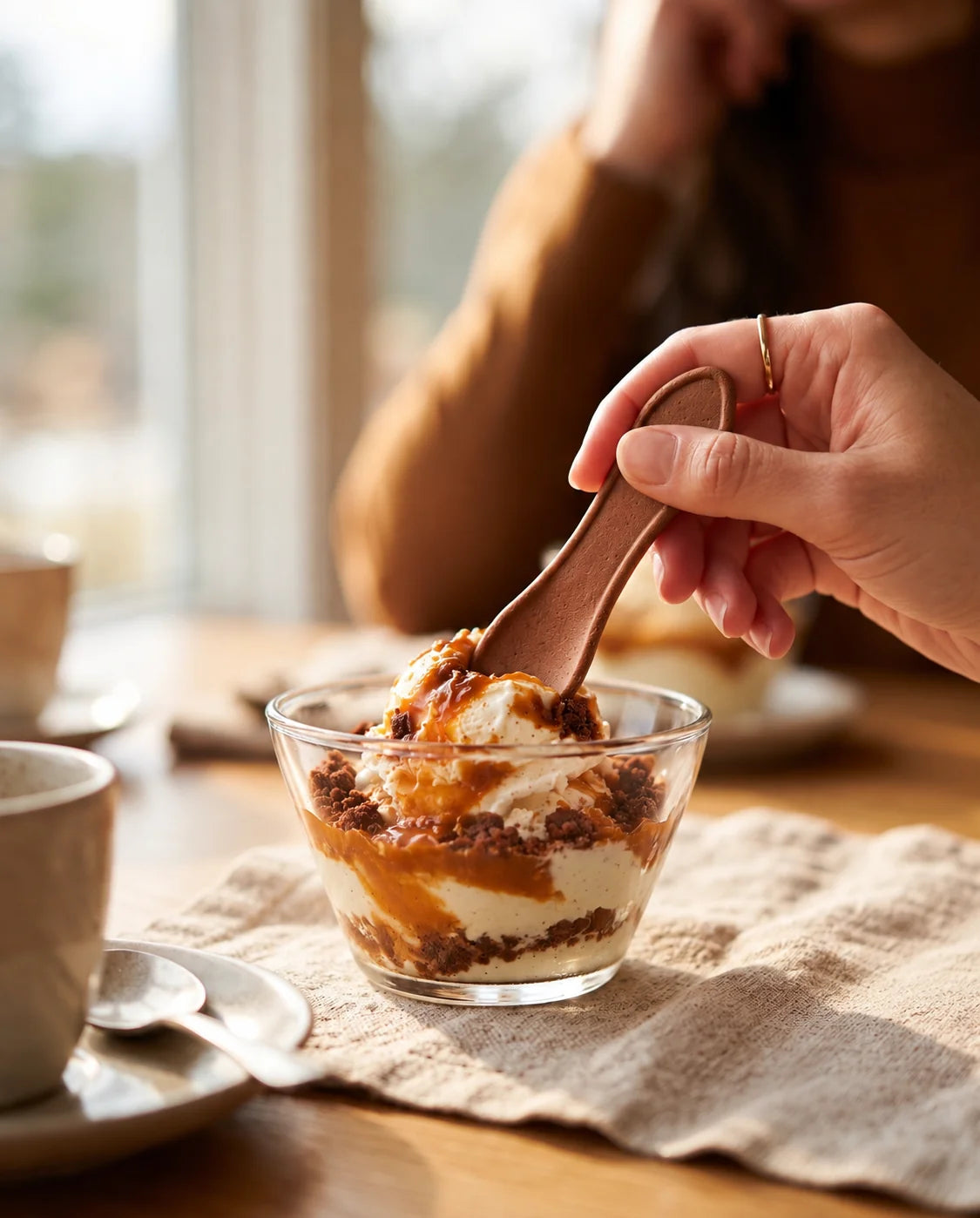 Milk Chocolate Caramel flavored edible spoon snack by Double Dip Chips, LLC, product photo 2