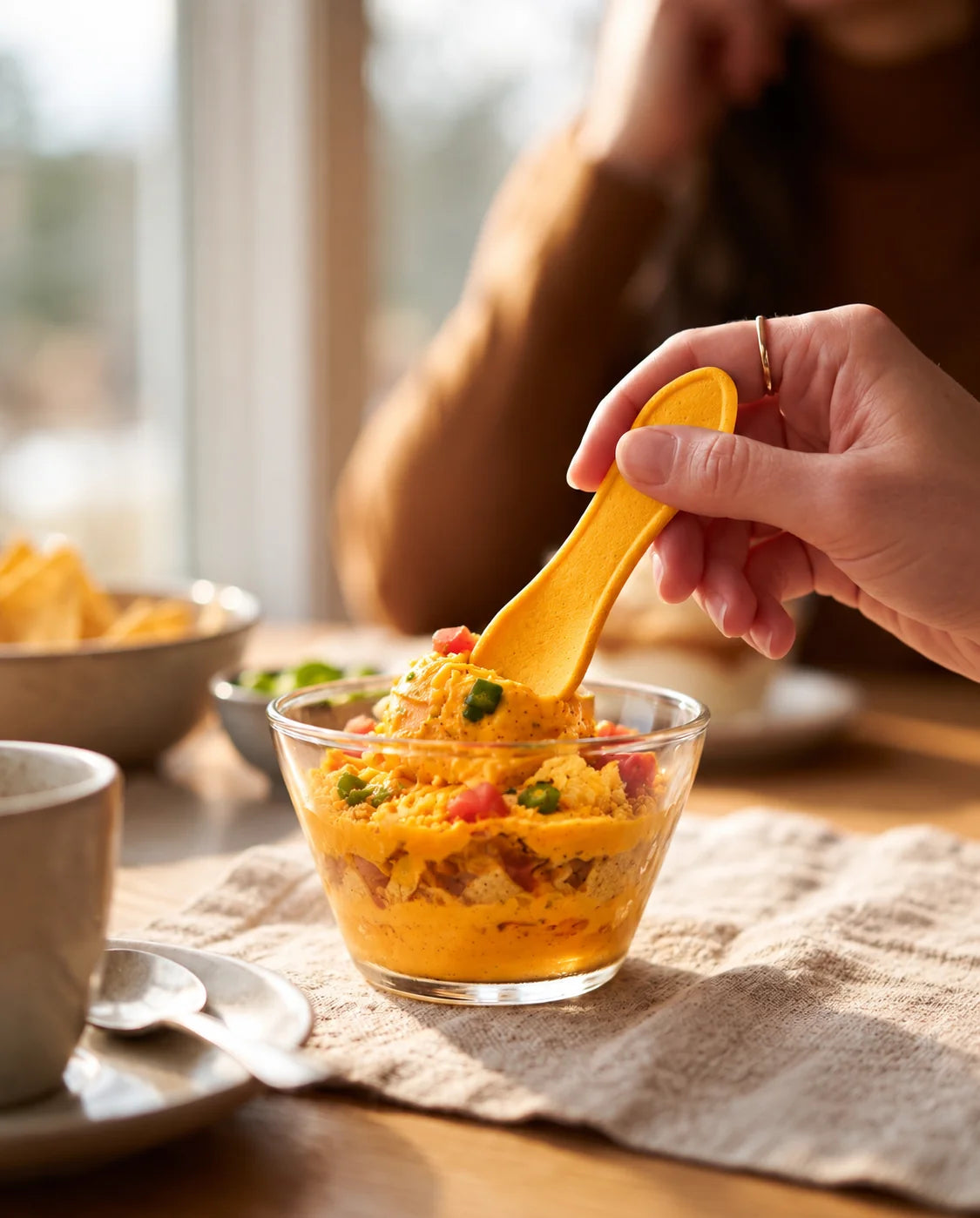 Nacho Cheese flavored edible spoon snack by Double Dip Chips, LLC, product photo 2