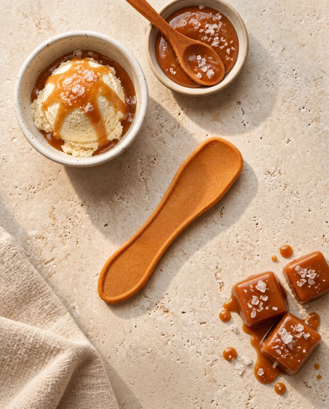Salted Caramel flavored edible spoon snack by Double Dip Chips, LLC, product photo 1