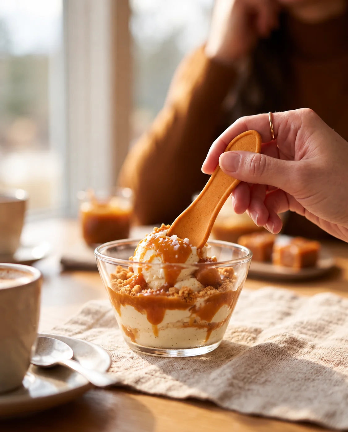 Salted Caramel flavored edible spoon snack by Double Dip Chips, LLC, product photo 2