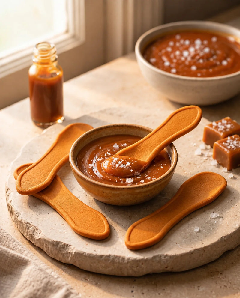 Salted Caramel flavored edible spoon snack by Double Dip Chips, LLC, product photo 3