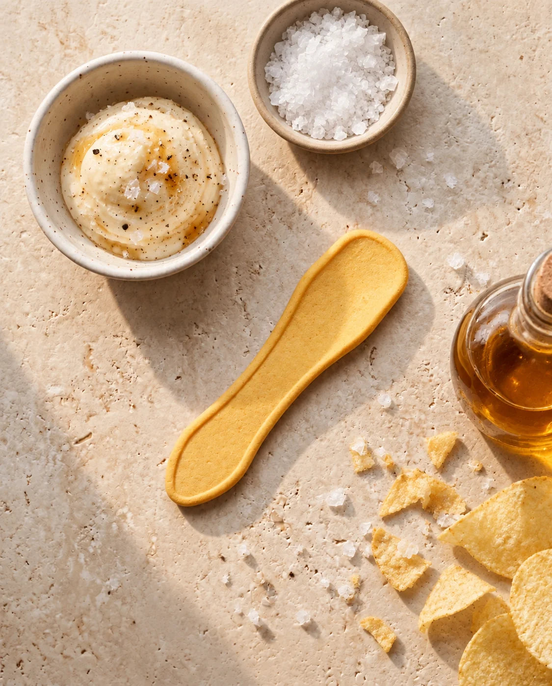 Sea Salt & Vinegar flavored edible spoon snack by Double Dip Chips, LLC, product photo 1