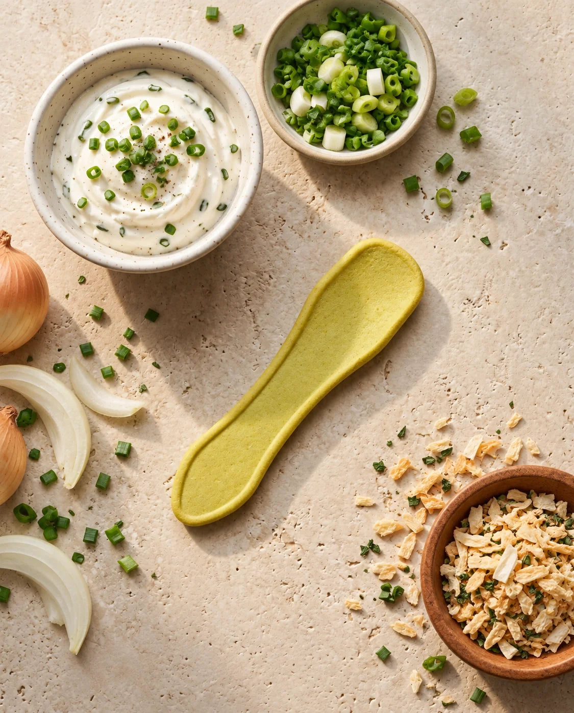 Sour Cream & Onion flavored edible spoon snack by Double Dip Chips, LLC, product photo 1