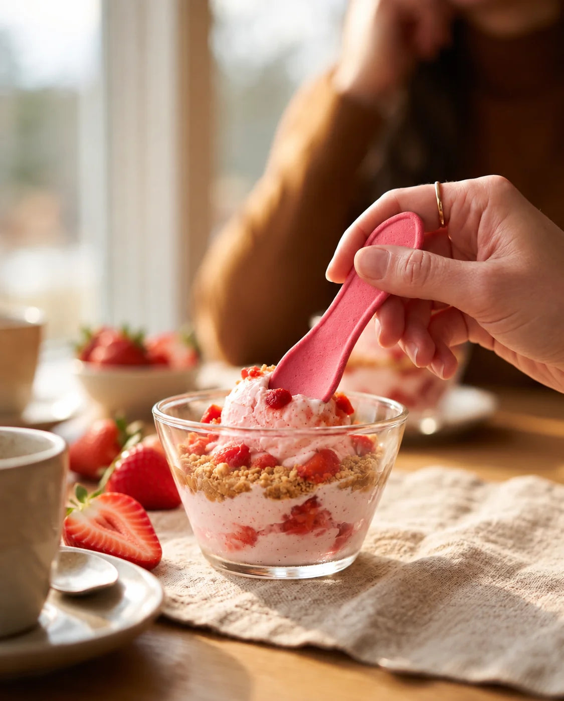 Strawberry flavored edible spoon snack by Double Dip Chips, LLC, product photo 2