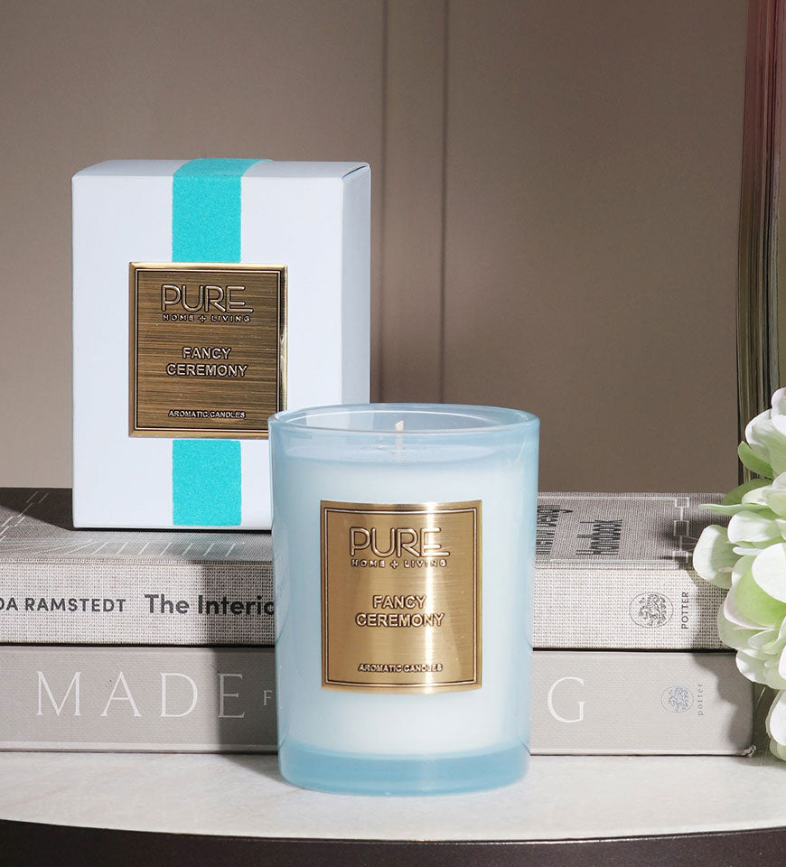 Fancy Ceremony Scented Blue Glass Candle