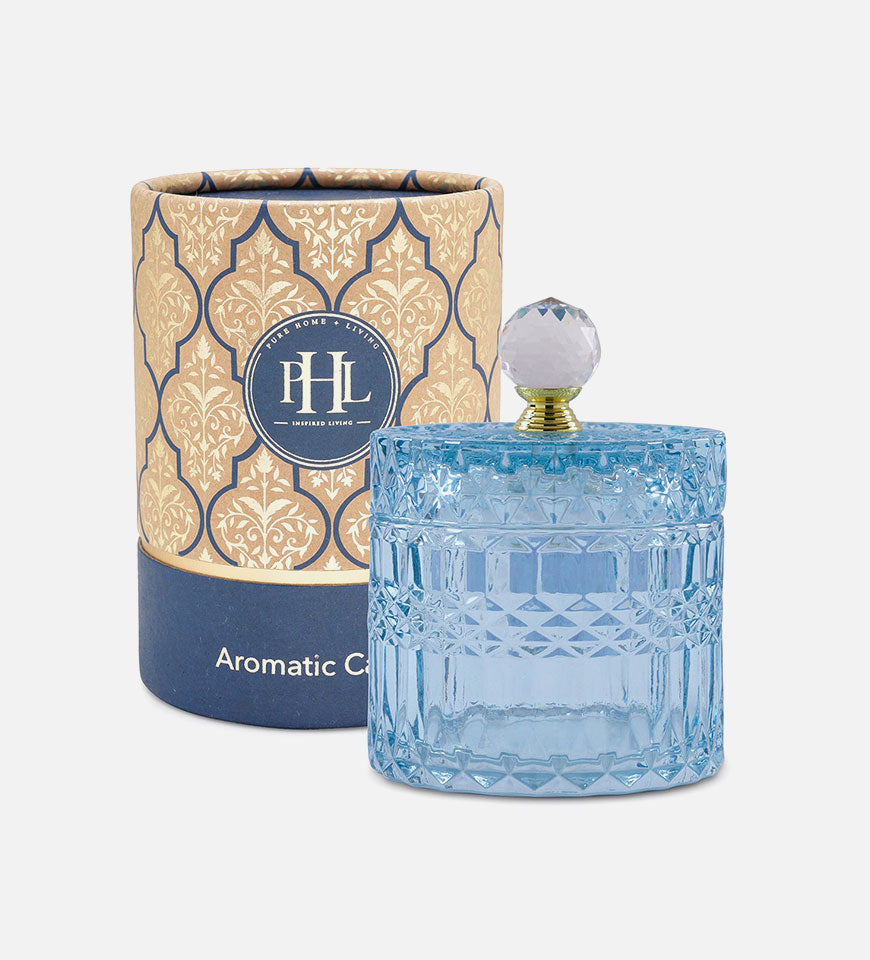 Teal Diamond Textured Wax Filled Glass Jar