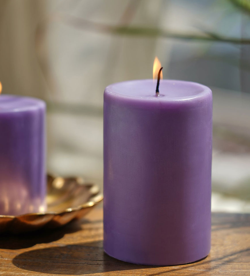 Purple Soft Cashmere Pillar Candle