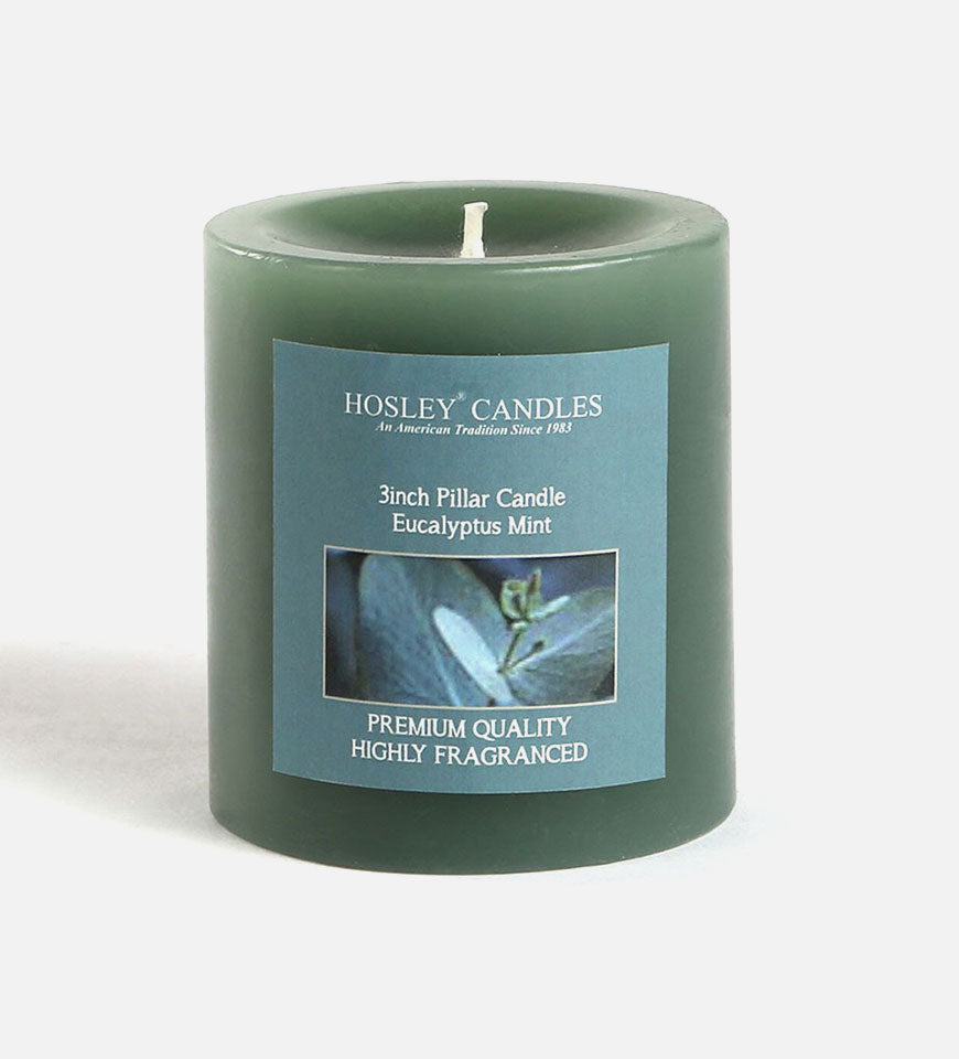 Eucalyptus Mint Grey Soy Wax Pillar Candle