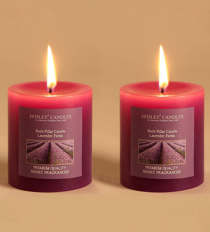 Lavender Purple Wax Pillar Candles