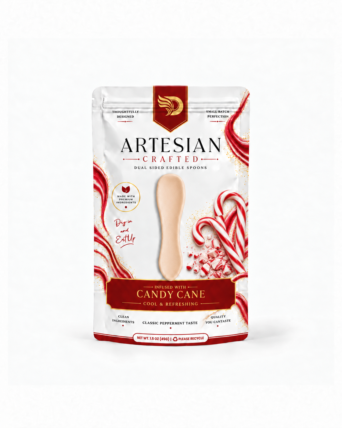 Candy Cane Flavored Edible Spoons | Pre-Order | Double Dip Chips, LLC
