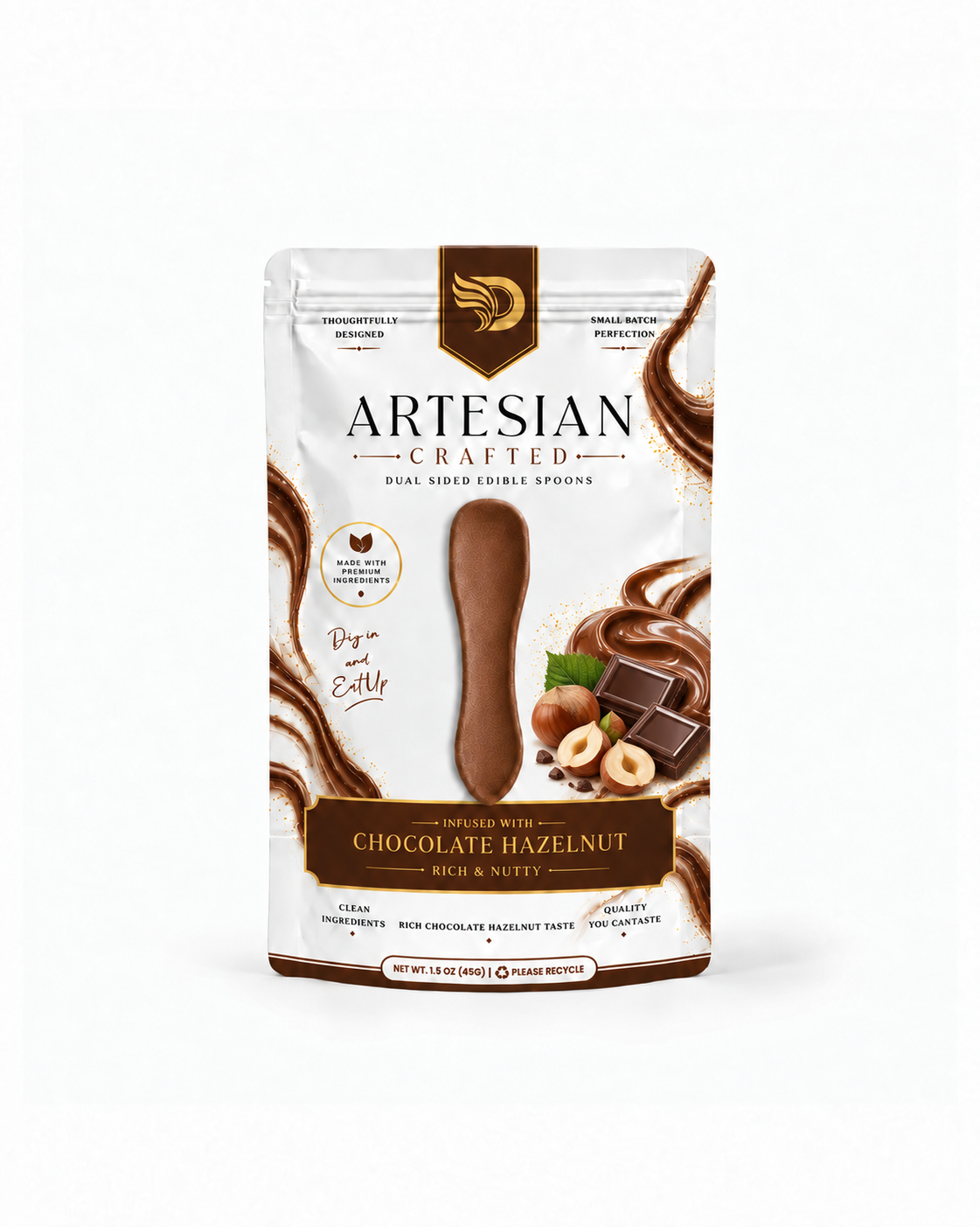 Chocolate Hazelnut Flavored Edible Spoons | Pre-Order | Double Dip Chips, LLC