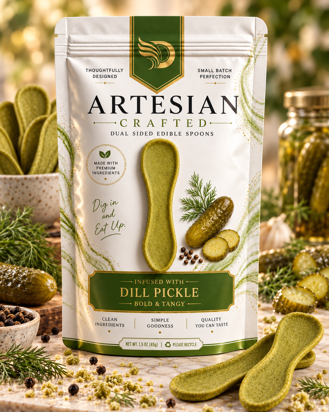 Dill Pickle Flavored Edible Spoons | Pre-Order | Double Dip Chips, LLC